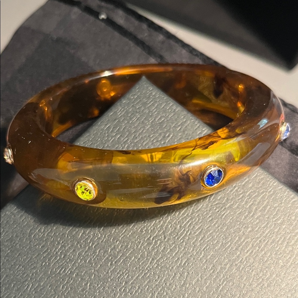Elegant Amber Bangle with Multicolor Accents